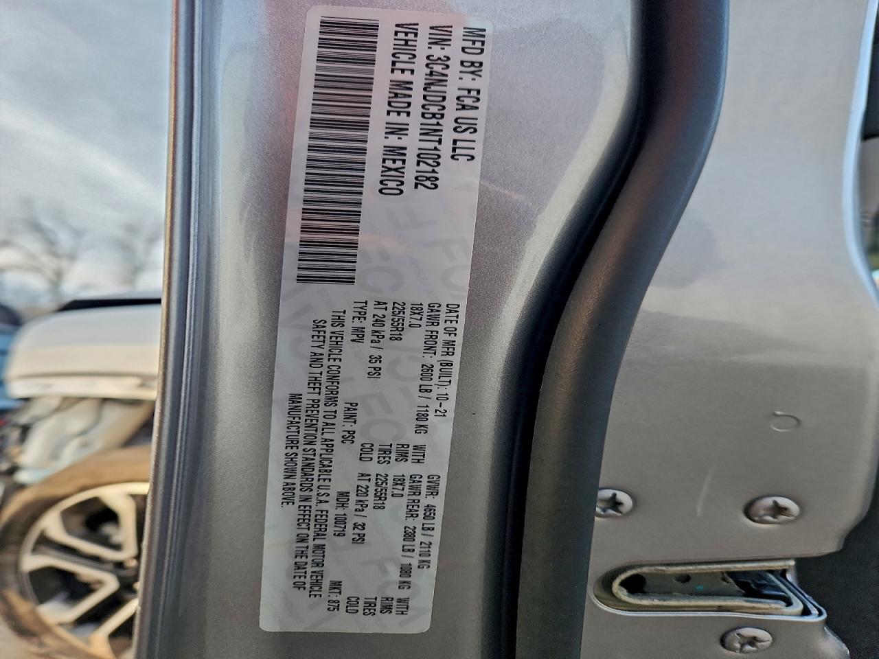 2022 Jeep Compass Limited VIN: 3C4NJDCB1NT102182 Lot: 93910275