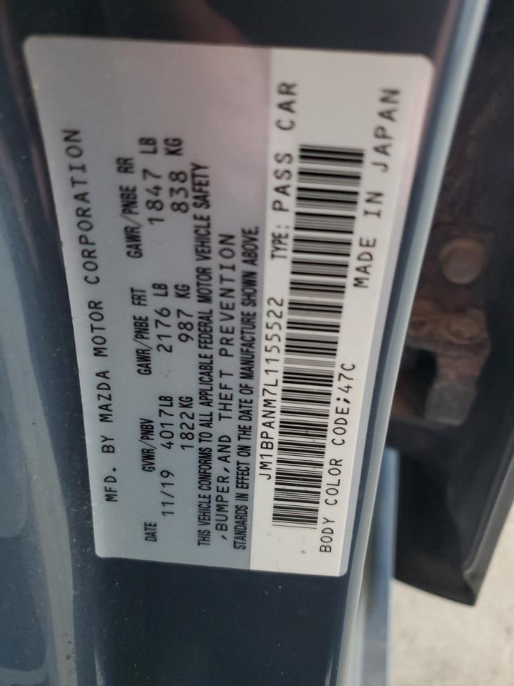 2020 Mazda 3 Premium VIN: JM1BPANM7L1155522 Lot: 81945605