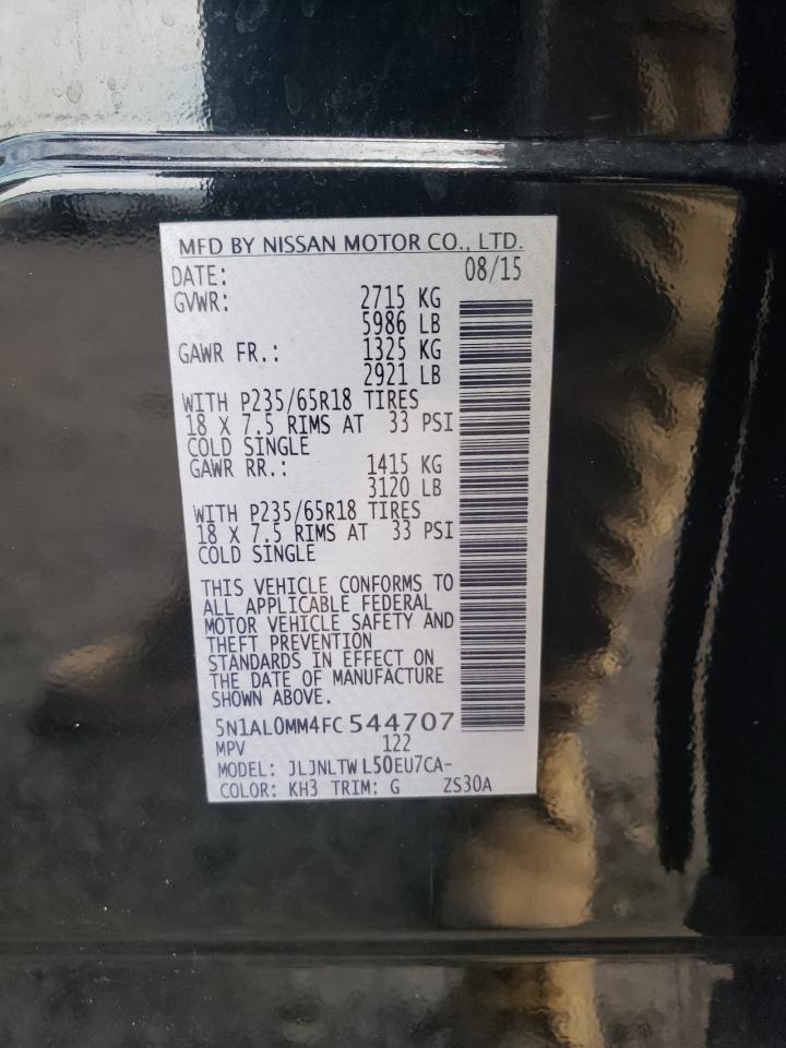 2015 Infiniti Qx60 VIN: 5N1AL0MM4FC544707 Lot: 92892985