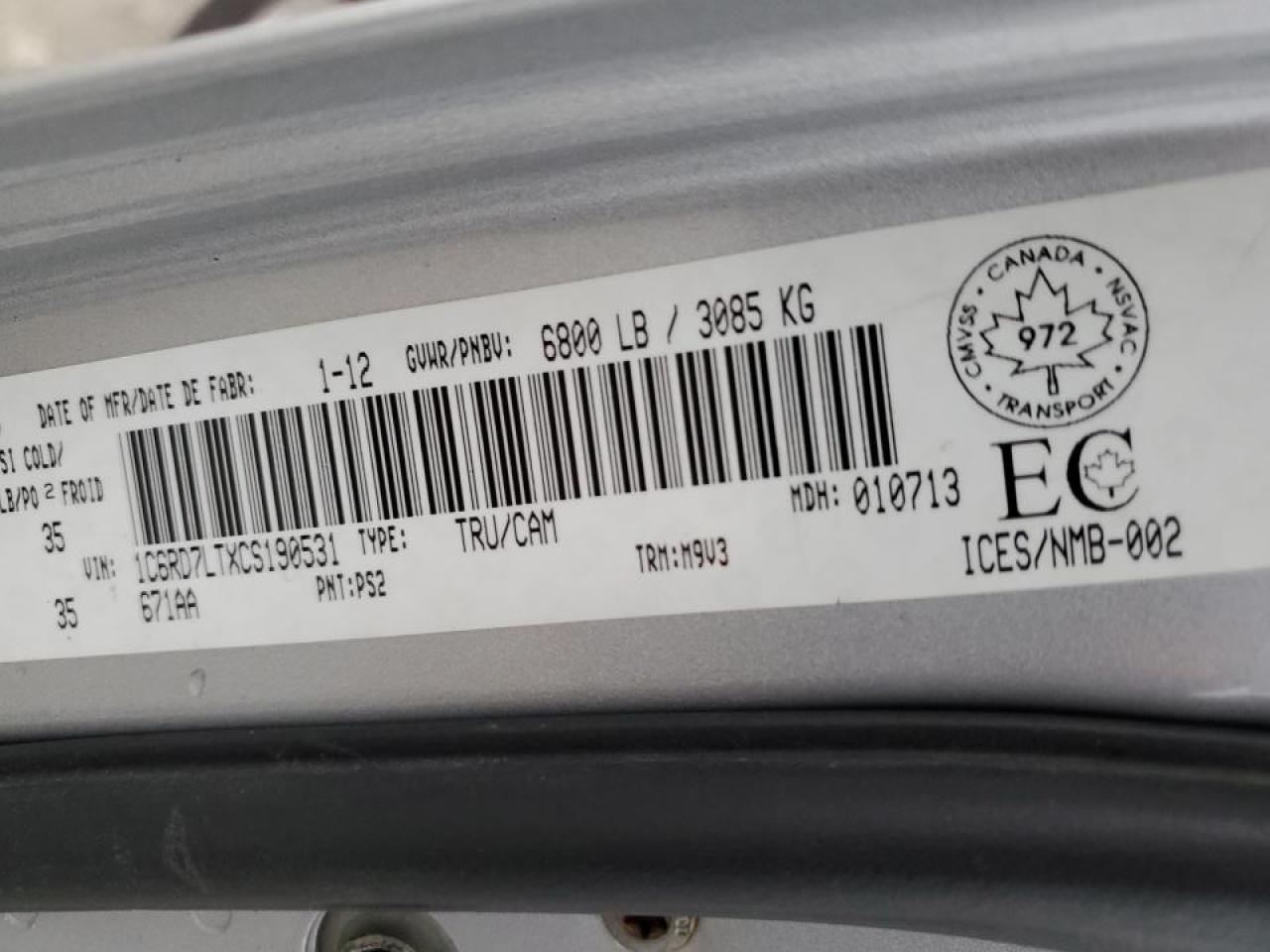 2012 Dodge Ram 1500 Slt VIN: 1C6RD7LTXCS190531 Lot: 93473495