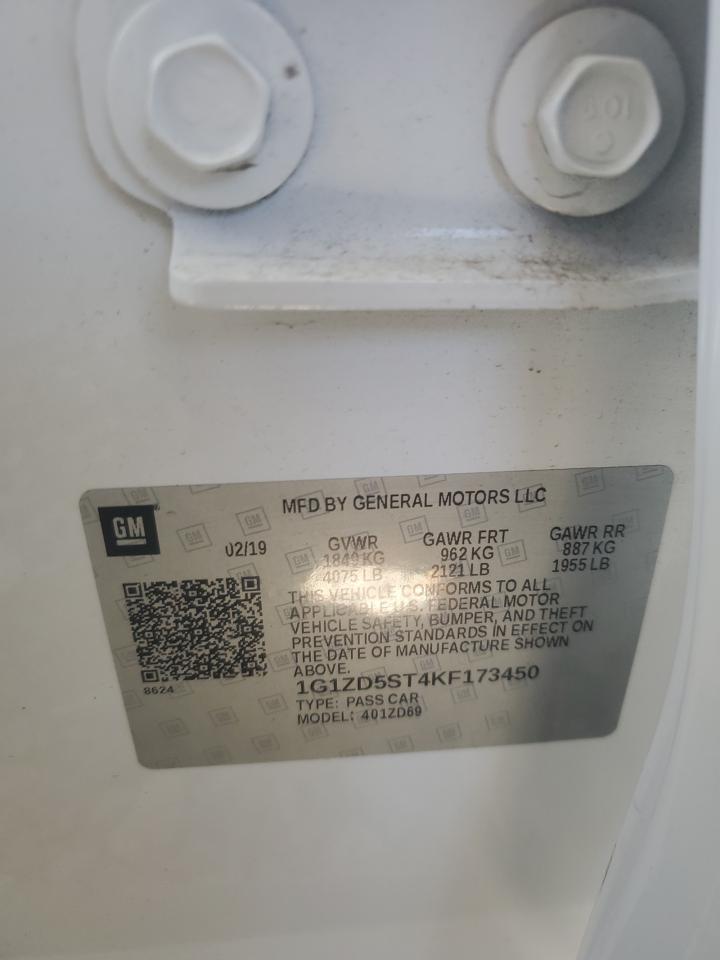 2019 Chevrolet Malibu Lt VIN: 1G1ZD5ST4KF173450 Lot: 91798545