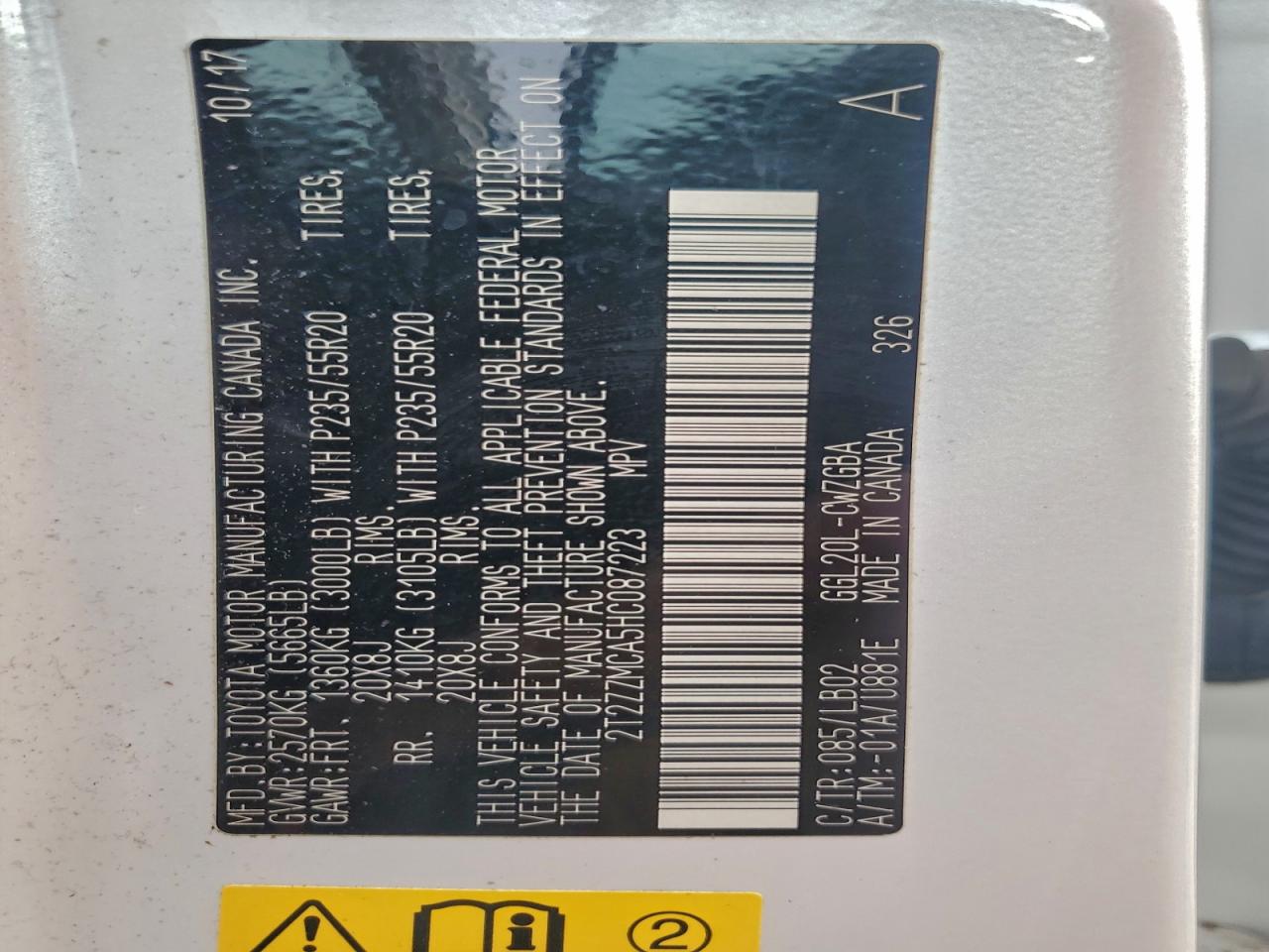 2017 Lexus Rx 350 Base VIN: 2T2ZZMCA5HC087223 Lot: 94092455