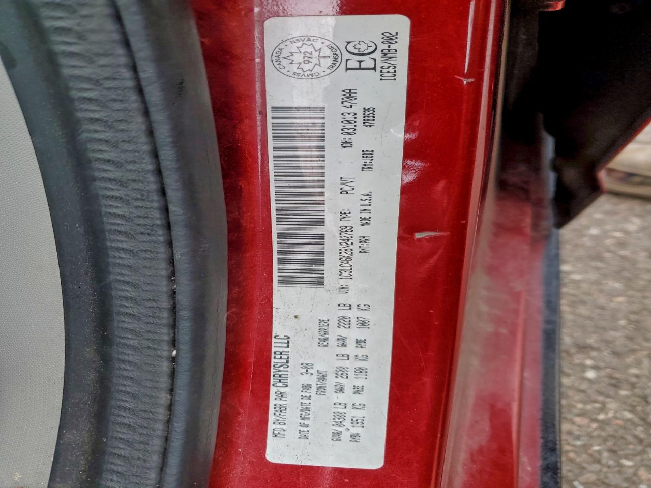 2008 Chrysler Sebring Lx VIN: 1C3LC46K28N240769 Lot: 93821955