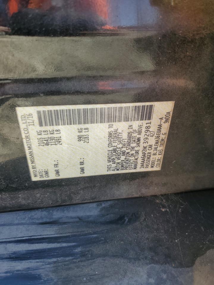 2017 Nissan Maxima 3.5S VIN: 1N4AA6AP2HC392981 Lot: 90937295