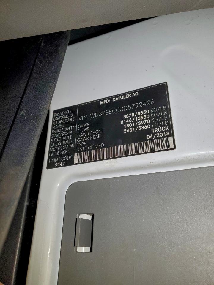 2013 Mercedes-Benz Sprinter 2500 VIN: WD3PE8CC3D5792426 Lot: 94116285