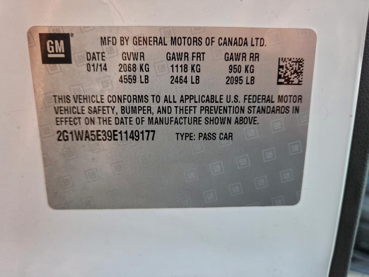 2014 Chevrolet Impala Limited Ls VIN: 2G1WA5E39E1149177 Lot: 93743265