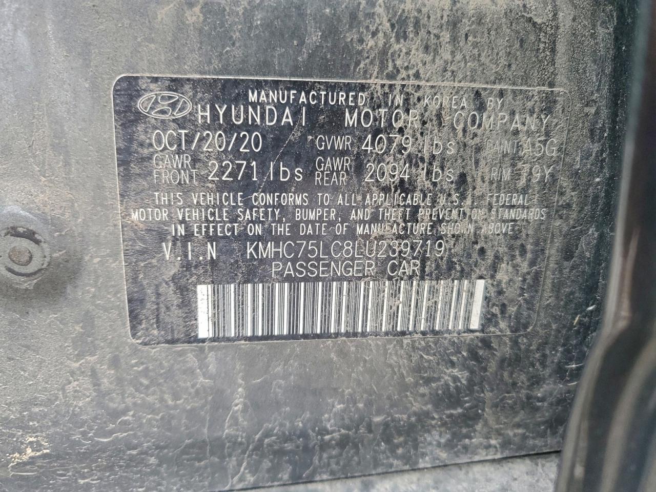 2020 Hyundai Ioniq Se VIN: KMHC75LC8LU239719 Lot: 94169855