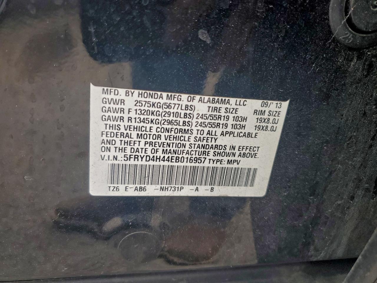 2014 Acura Mdx Technology VIN: 5FRYD4H44EB016957 Lot: 94244845