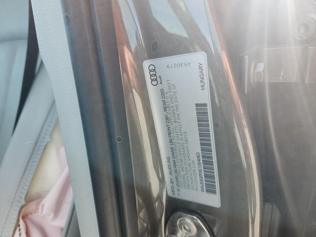 2016 Audi A3 Premium Plus VIN: WAUE8GFF0G1054063 Lot: 93503435