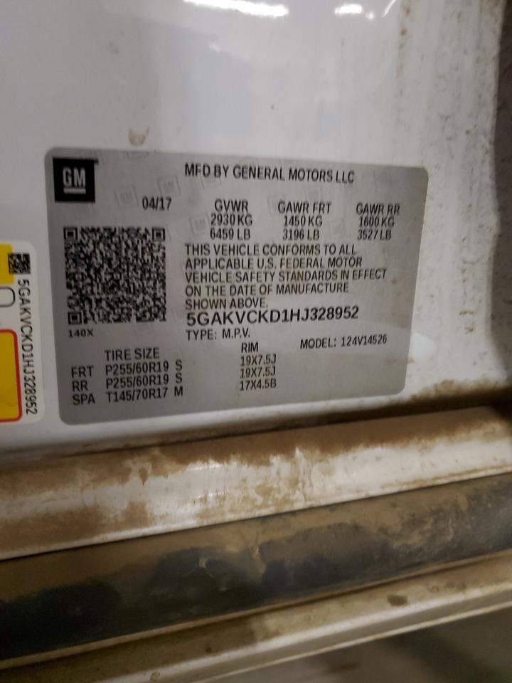 2017 Buick Enclave VIN: 5GAKVCKD1HJ328952 Lot: 91494655