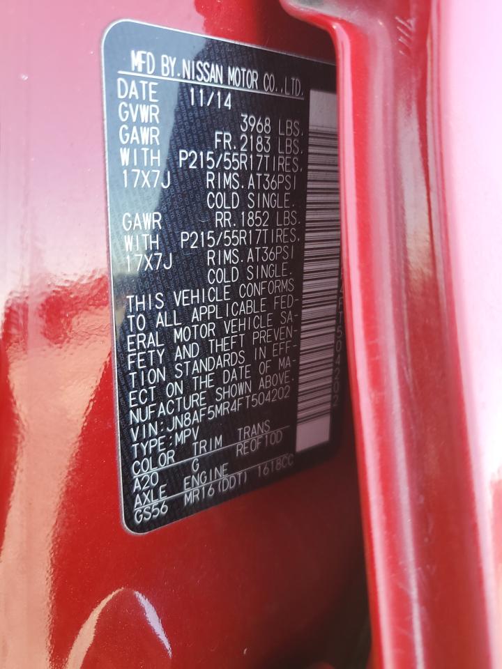 2015 Nissan Juke S VIN: JN8AF5MR4FT504202 Lot: 91448735