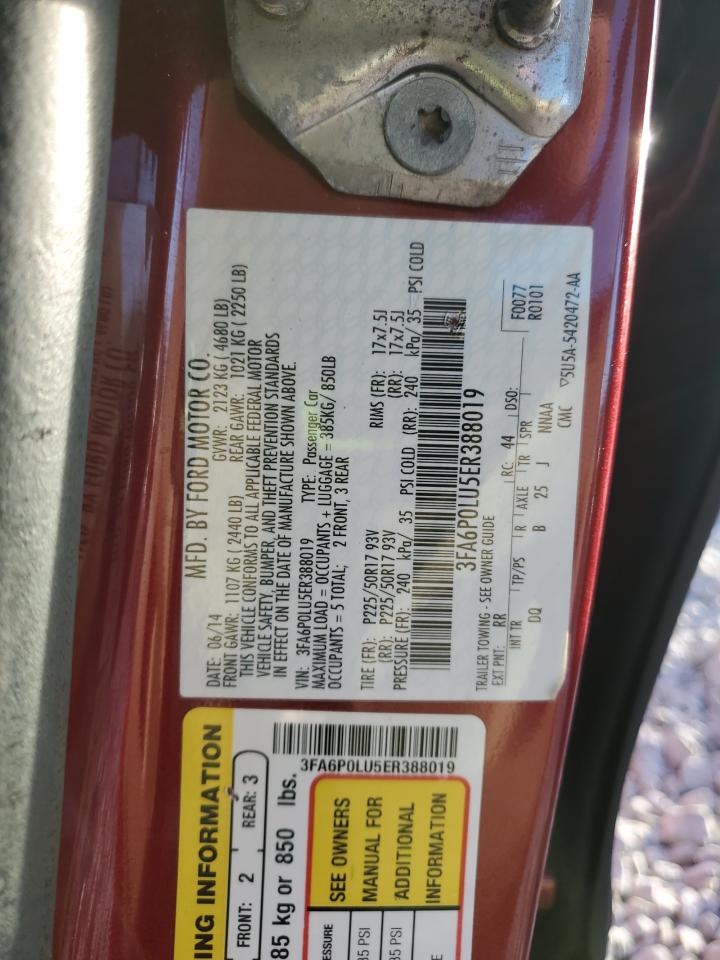 2014 Ford Fusion Se Hybrid VIN: 3FA6P0LU5ER388019 Lot: 92384415