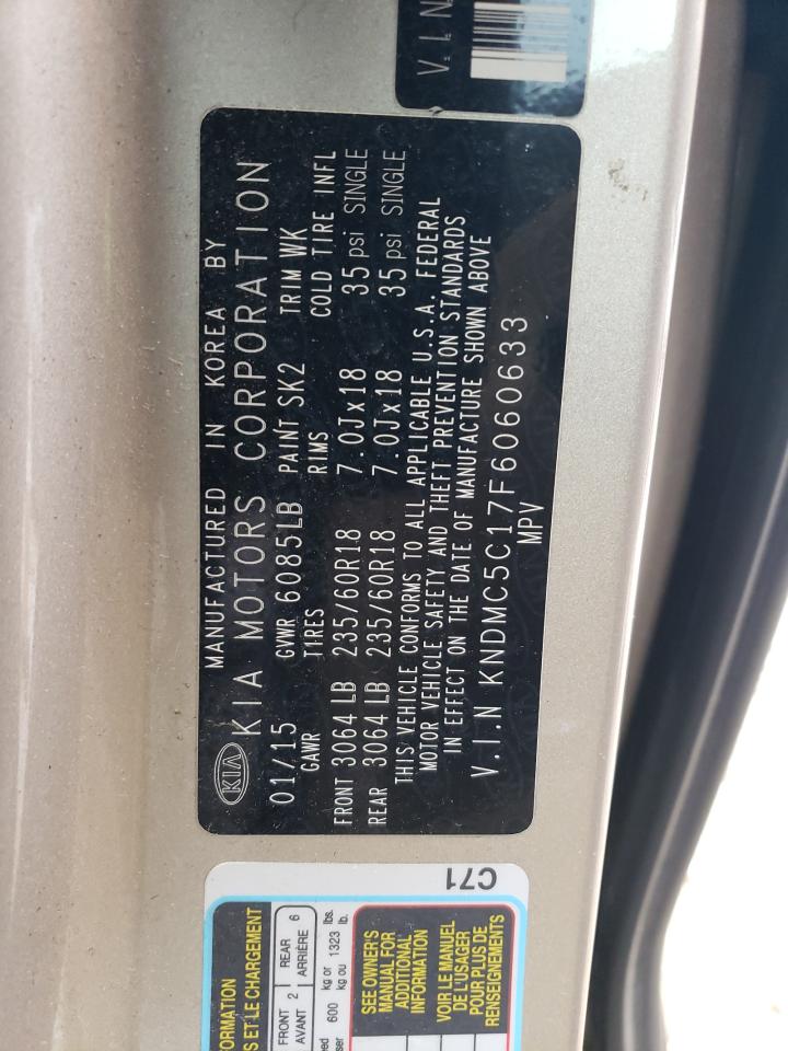 2015 Kia Sedona Ex VIN: KNDMC5C17F6060633 Lot: 93062965