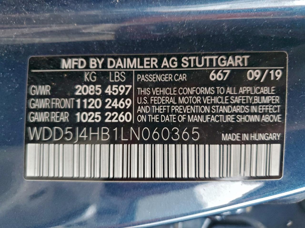 2020 Mercedes-Benz Cla 250 4Matic VIN: WDD5J4HB1LN060365 Lot: 94584005