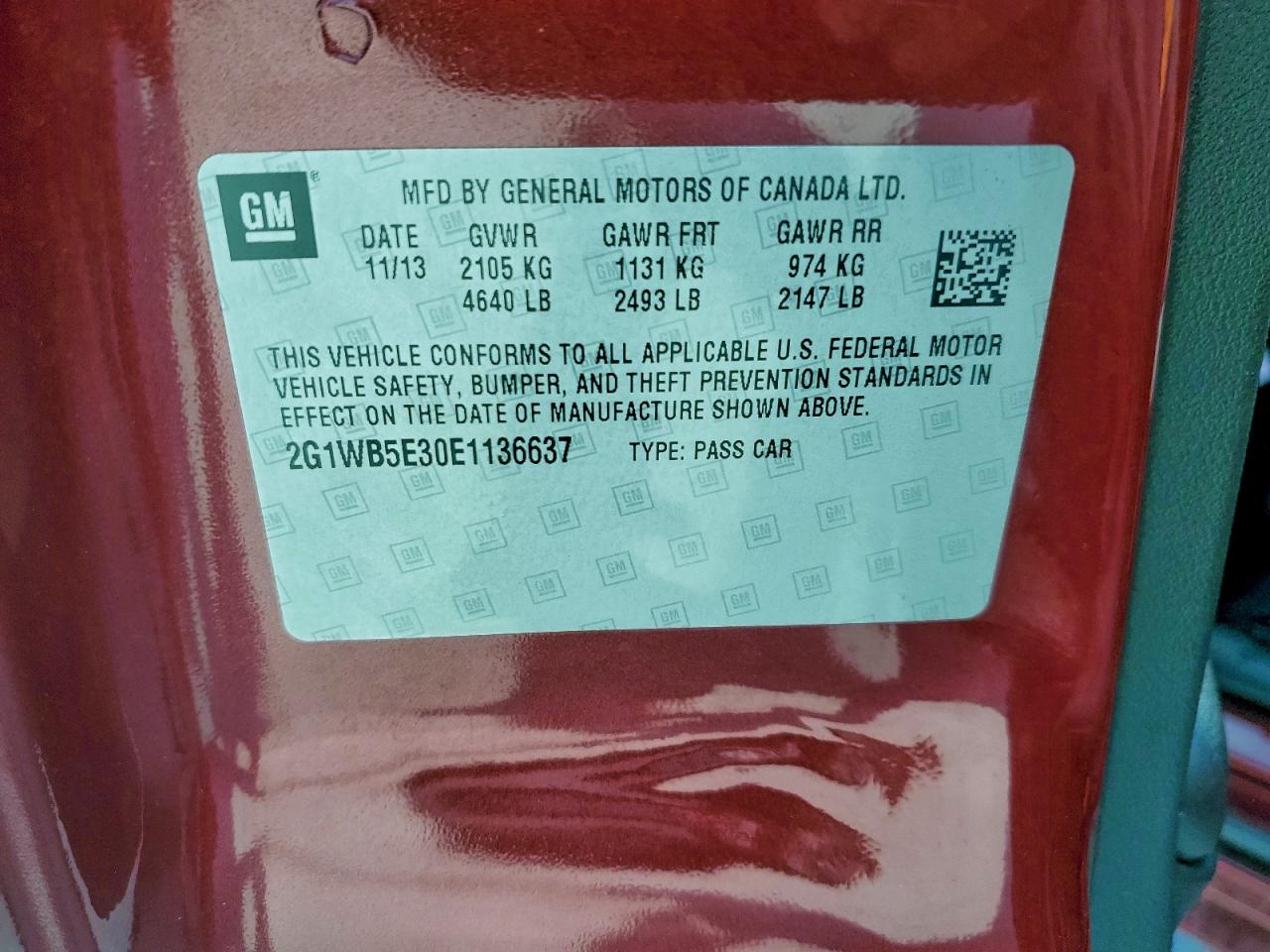 2014 Chevrolet Impala Limited Lt VIN: 2G1WB5E30E1136637 Lot: 94335535