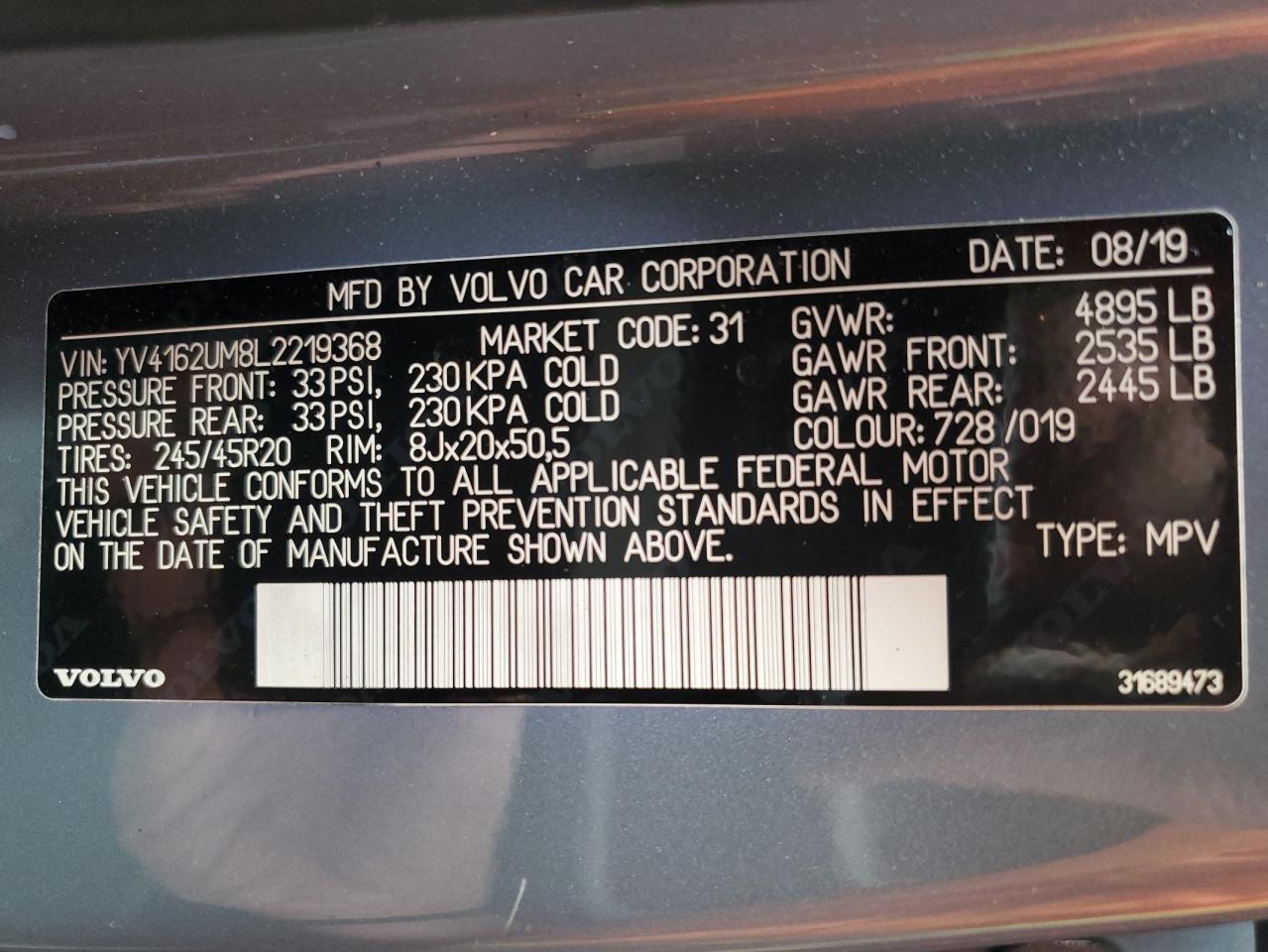 2020 Volvo Xc40 T5 R-Design VIN: YV4162UM8L2219368 Lot: 93041765