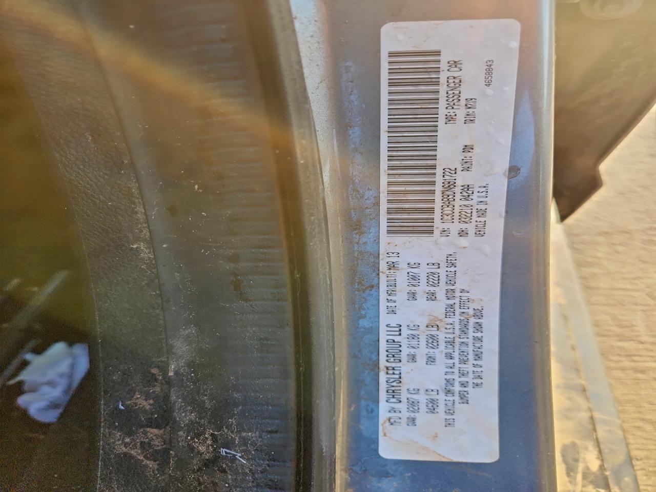 2013 Chrysler 200 Lx VIN: 1C3CCBAB9DN691722 Lot: 93906365