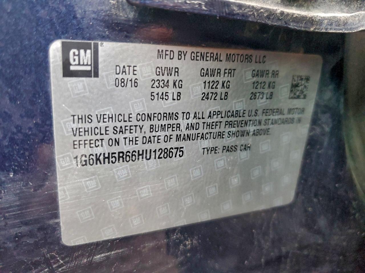 2017 Cadillac Ct6 Premium Luxury VIN: 1G6KH5R66HU128675 Lot: 93708565