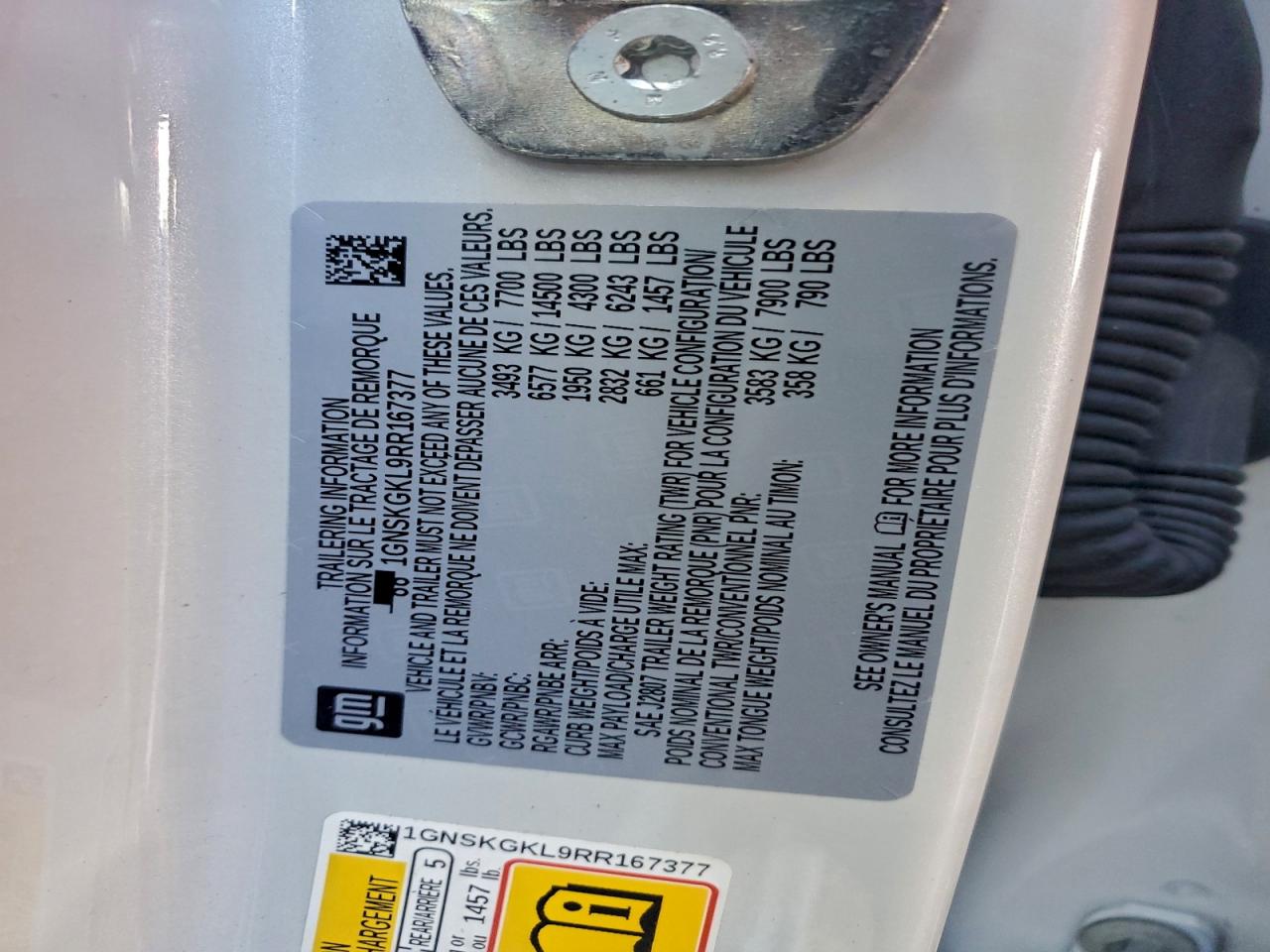 2024 Chevrolet Suburban K1500 High Country VIN: 1GNSKGKL9RR167377 Lot: 93205495