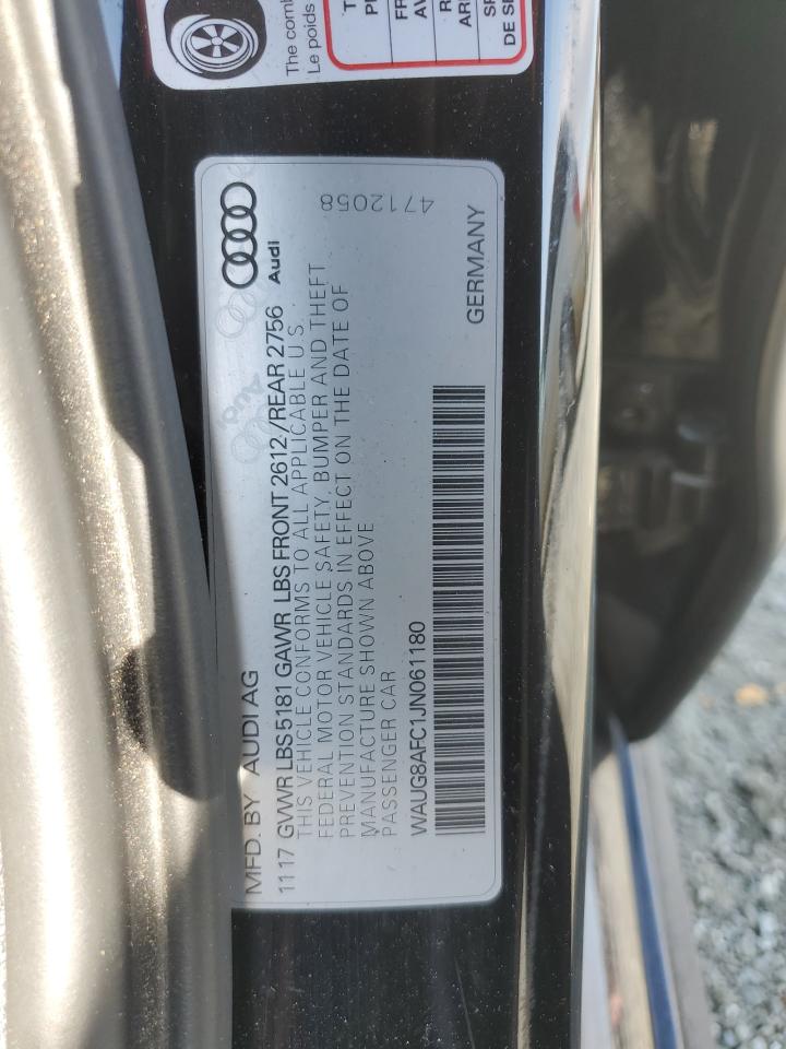 2018 Audi A6 Premium Plus VIN: WAUG8AFC1JN061180 Lot: 91419695