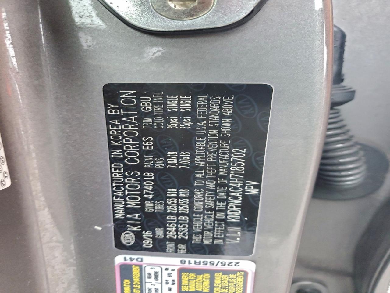 2017 Kia Sportage Ex VIN: KNDPNCAC4H7185702 Lot: 94240615