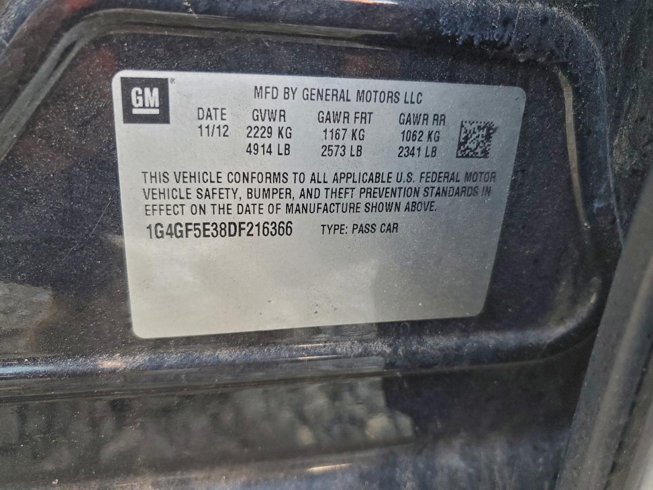 2013 Buick Lacrosse Premium VIN: 1G4GF5E38DF216366 Lot: 94105245