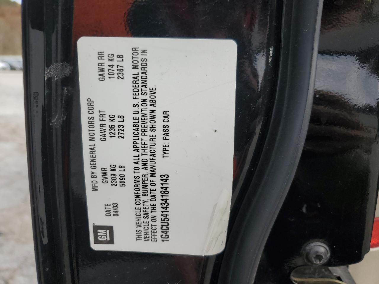 2003 Buick Park Avenue Ultra VIN: 1G4CU541434184143 Lot: 91451315