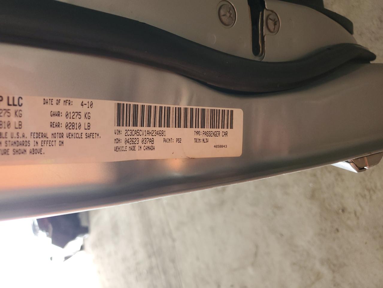 2010 Chrysler 300 Touring VIN: 2C3CA5CV1AH234681 Lot: 92485995