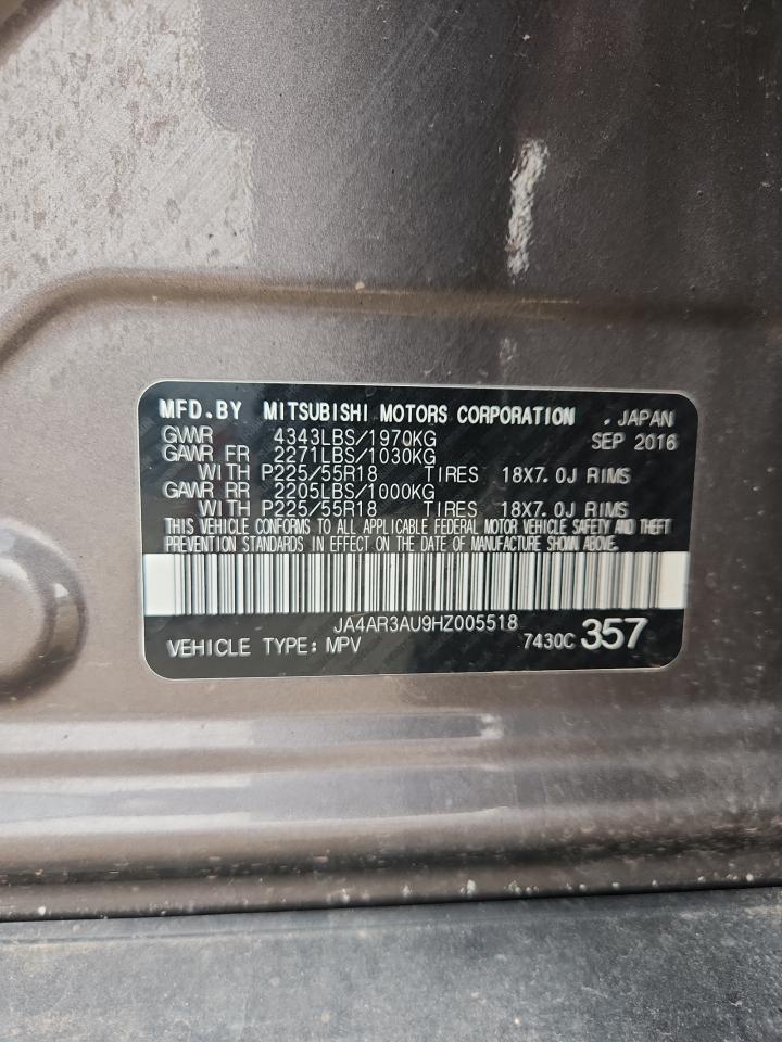 2017 Mitsubishi Outlander Sport Es VIN: JA4AR3AU9HZ005518 Lot: 93336295