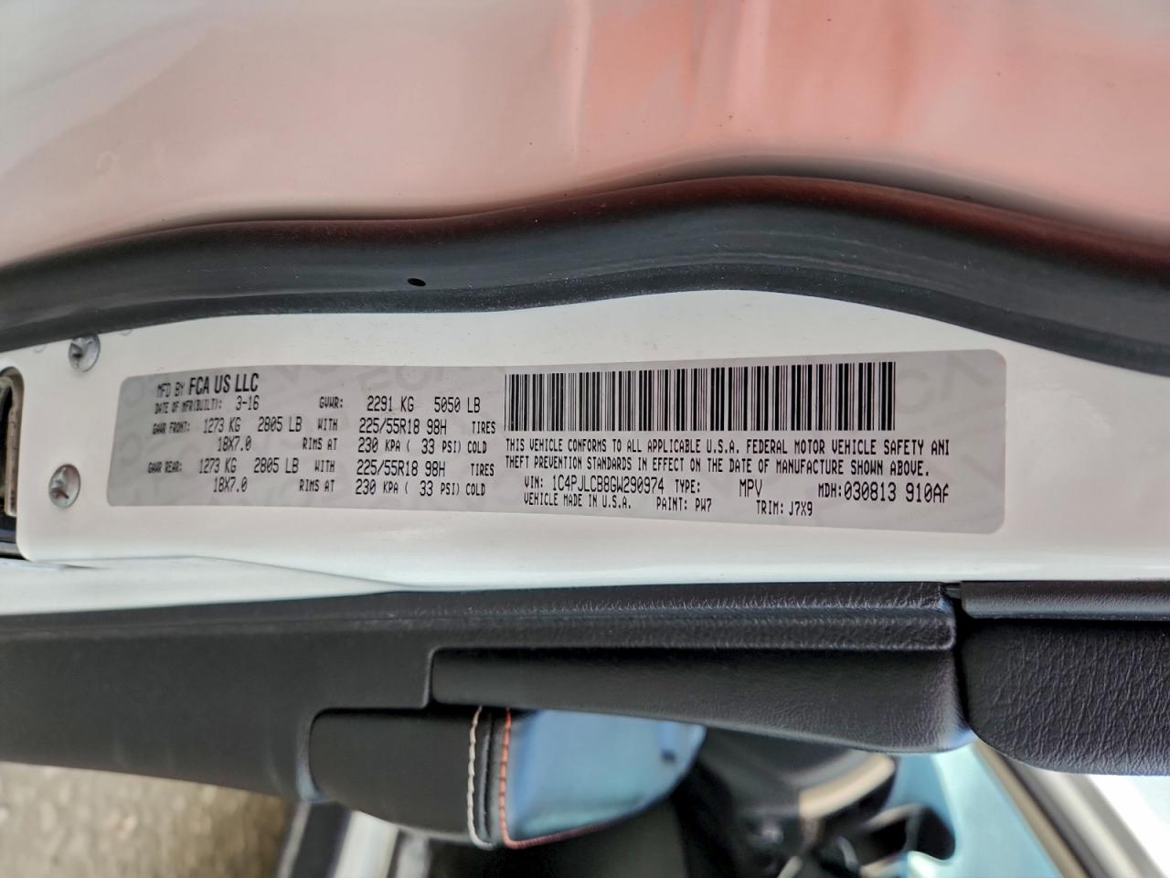 2016 Jeep Cherokee Latitude VIN: 1C4PJLCB8GW290974 Lot: 92191755