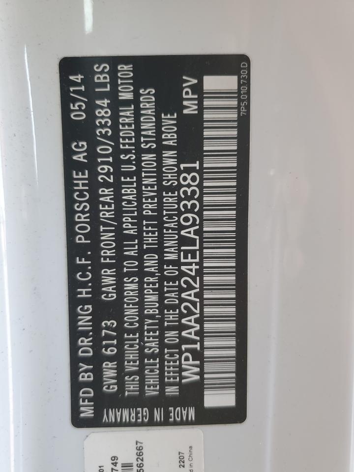 2014 Porsche Cayenne VIN: WP1AA2A24ELA93381 Lot: 92415265