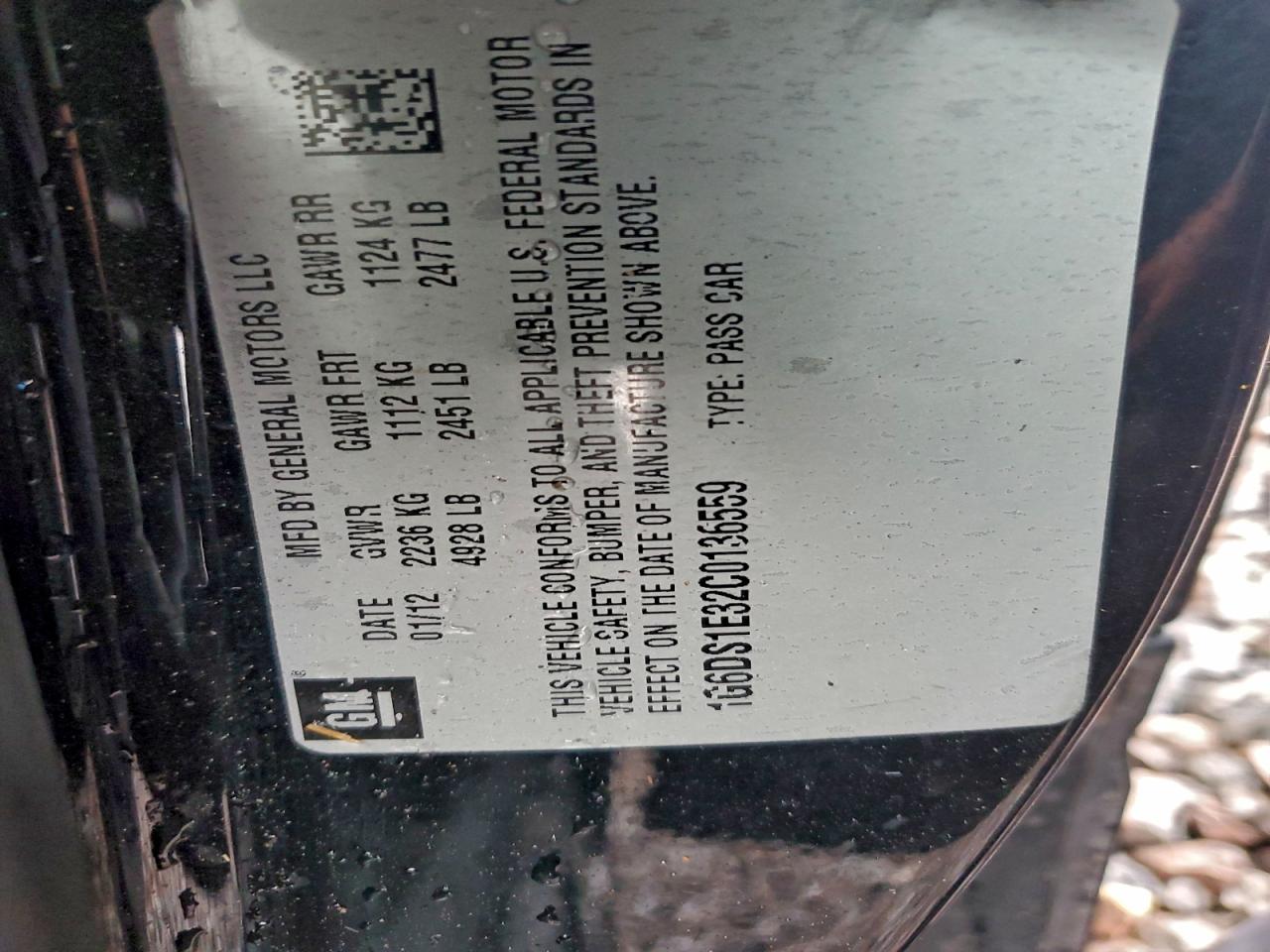 2012 Cadillac Cts Premium Collection VIN: 1G6DS1E32C0136559 Lot: 93759875