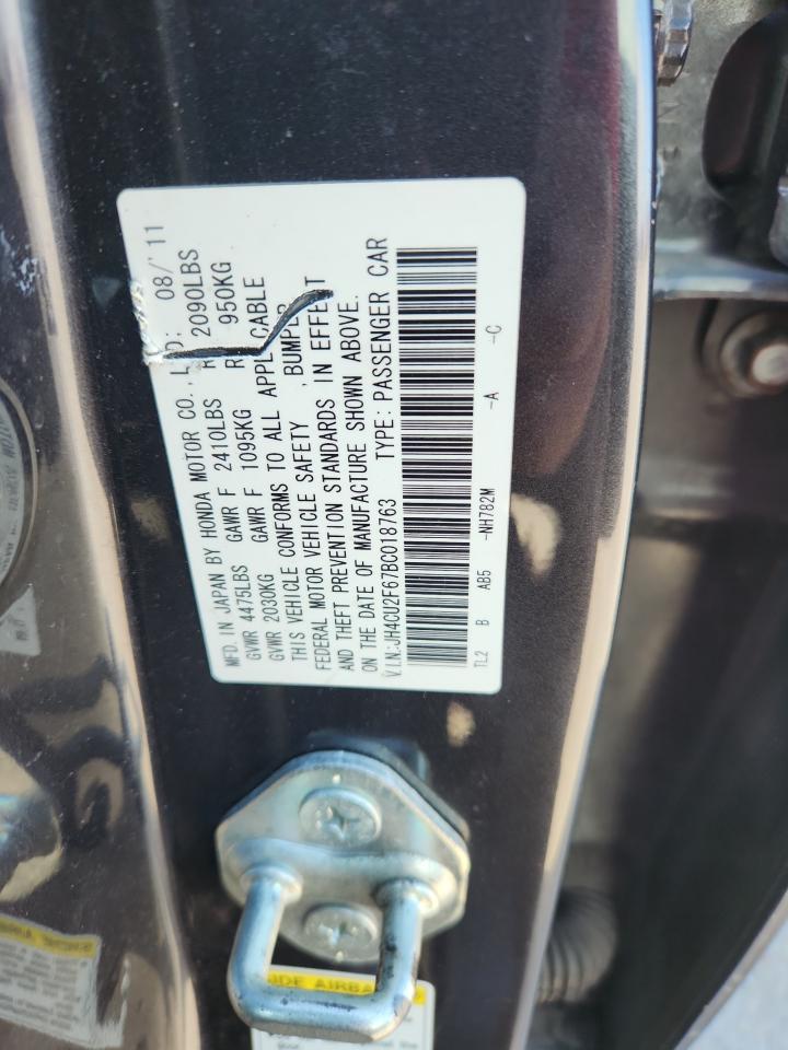 2011 Acura Tsx VIN: JH4CU2F67BC018763 Lot: 91439365