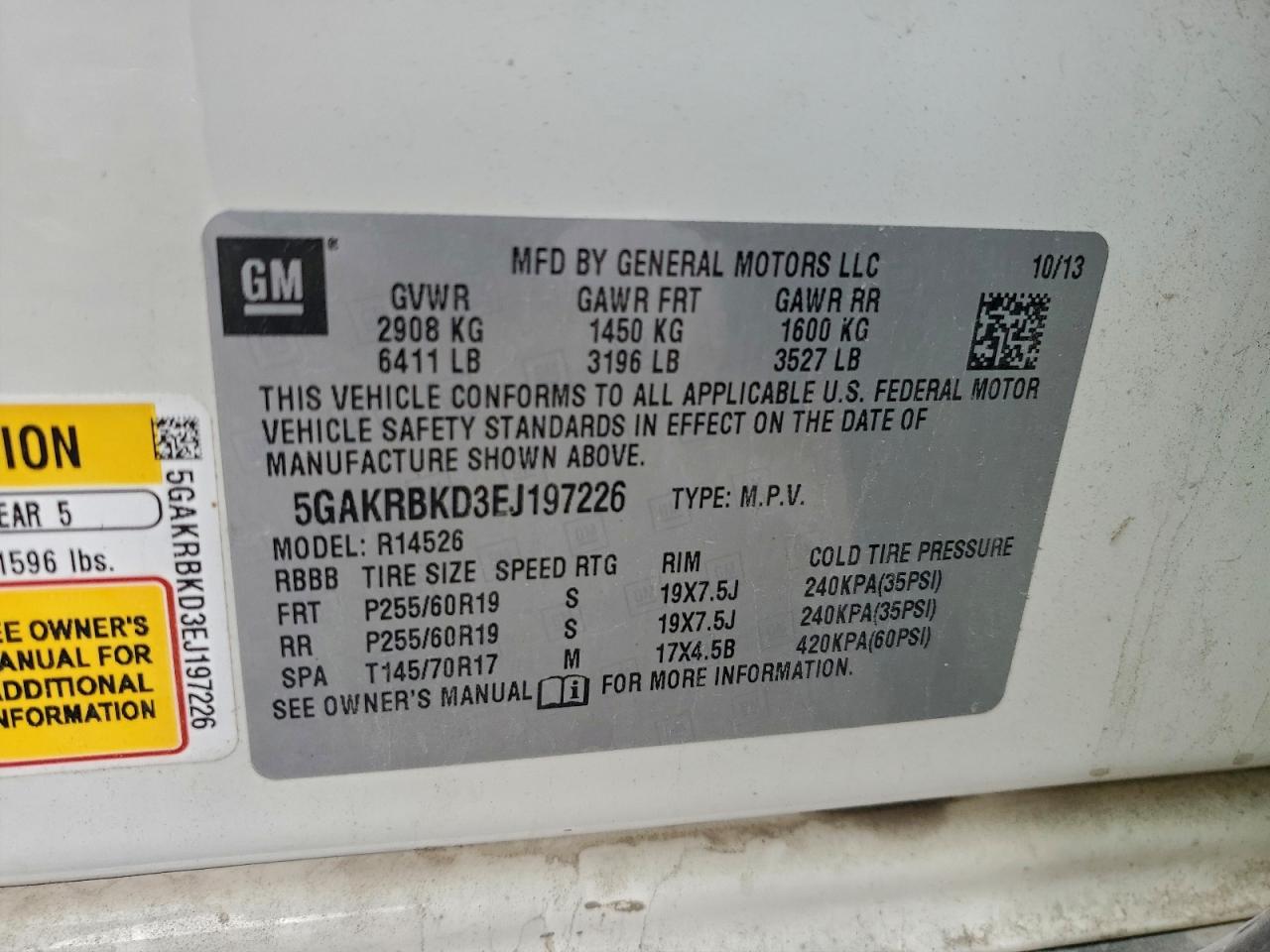 2014 Buick Enclave VIN: 5GAKRBKD3EJ197226 Lot: 93859905