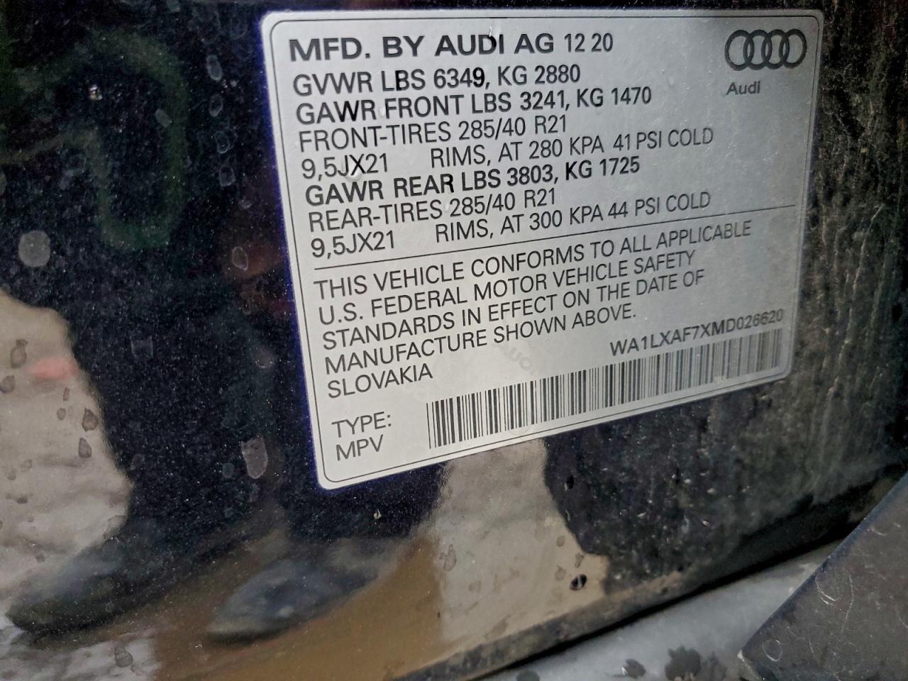 2021 Audi Q7 Premium Plus VIN: WA1LXAF7XMD026620 Lot: 93354365