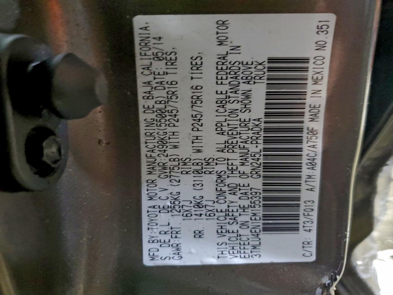 2014 Toyota Tacoma Double Cab VIN: 3TMLU4EN1EM155397 Lot: 94135565