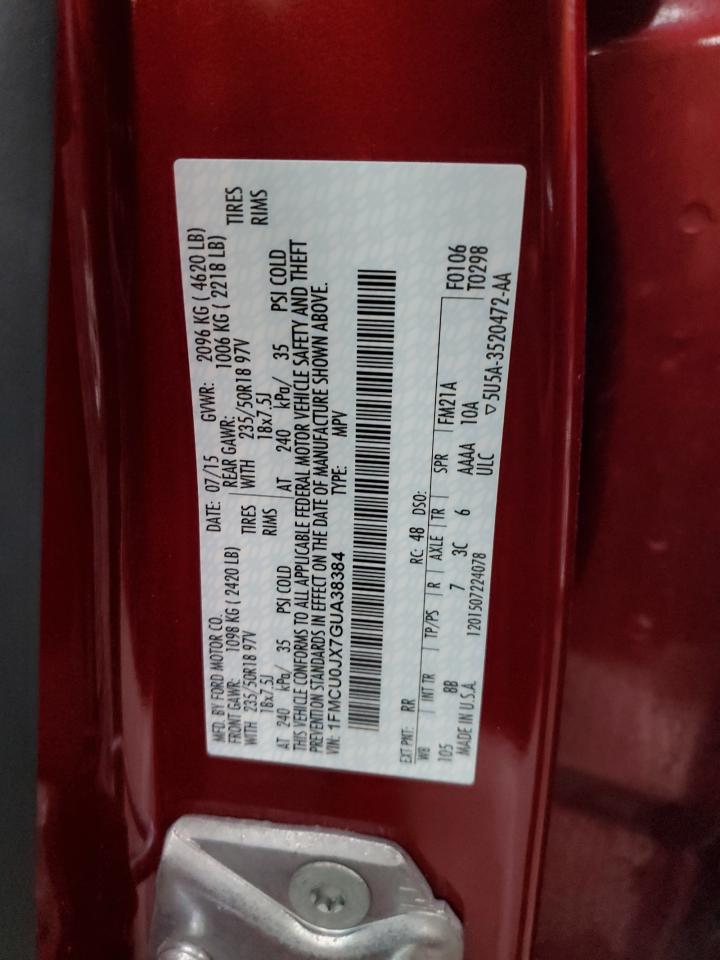 2016 Ford Escape Titanium VIN: 1FMCU0JX7GUA38384 Lot: 92545305