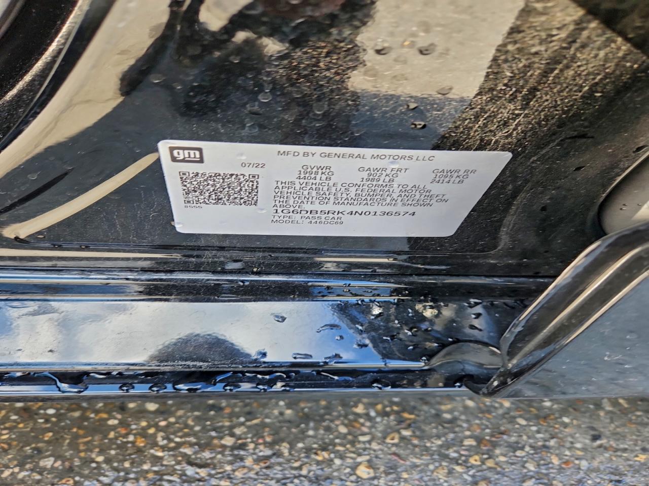 2022 Cadillac Ct4 Premium Luxury VIN: 1G6DB5RK4N0136574 Lot: 93120225