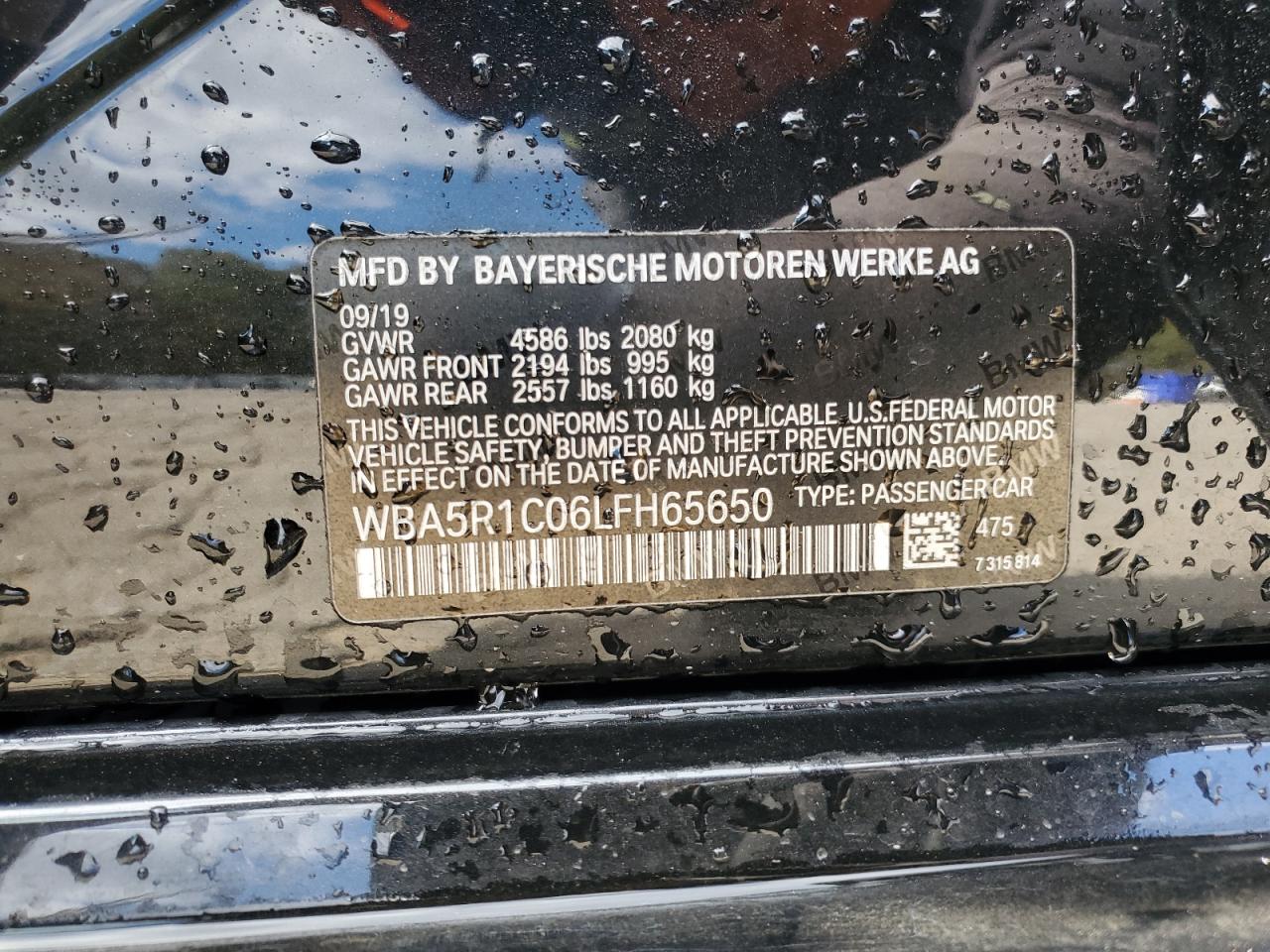 2020 BMW 330I VIN: WBA5R1C06LFH65650 Lot: 89812385