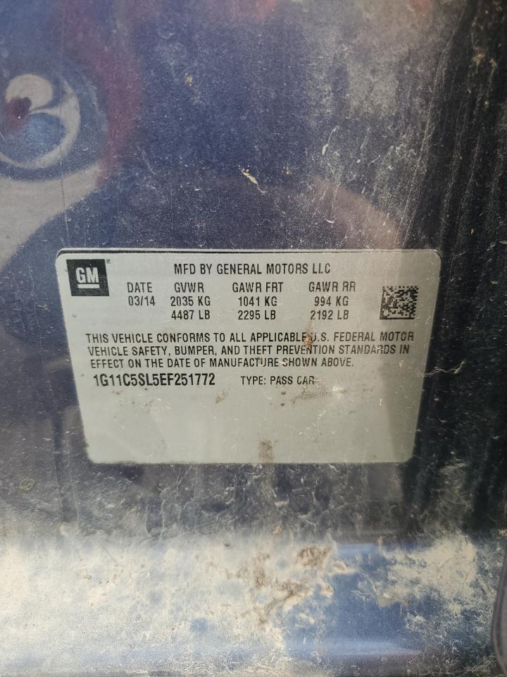 2014 Chevrolet Malibu 1Lt VIN: 1G11C5SL5EF251772 Lot: 92703255