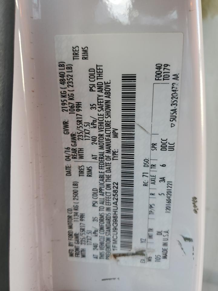 2017 Ford Escape Se VIN: 1FMCU9G98HUA25822 Lot: 91692215