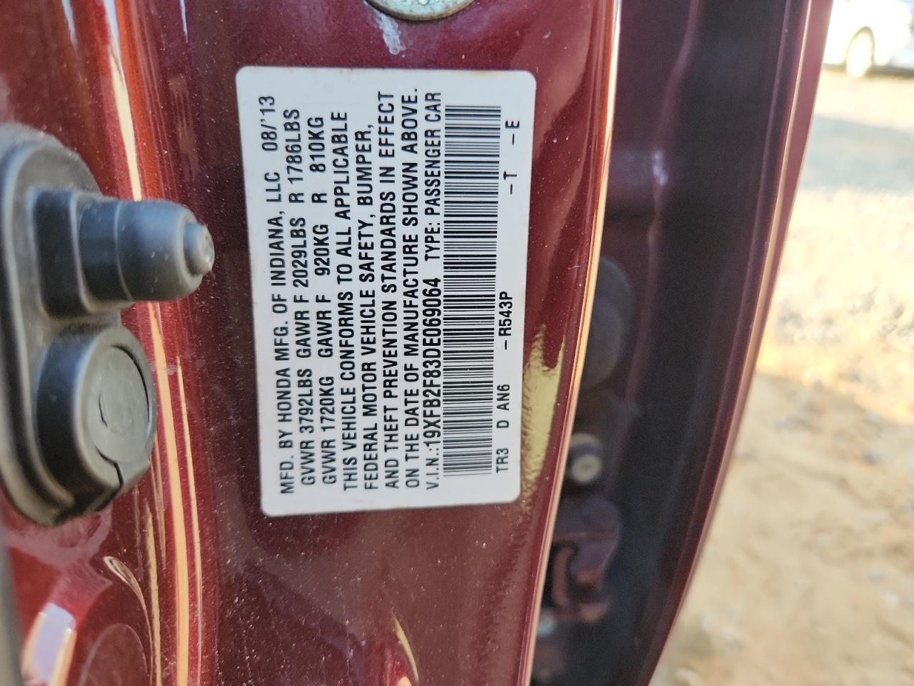 2013 Honda Civic Ex VIN: 19XFB2F83DE069064 Lot: 93244425