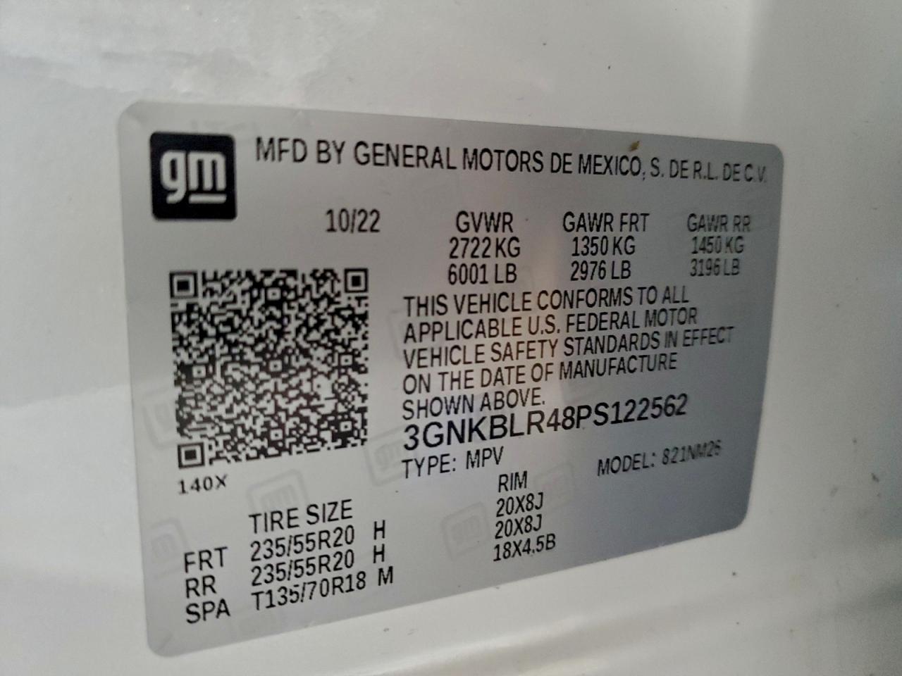 2023 Chevrolet Blazer Premier VIN: 3GNKBLR48PS122562 Lot: 93482485