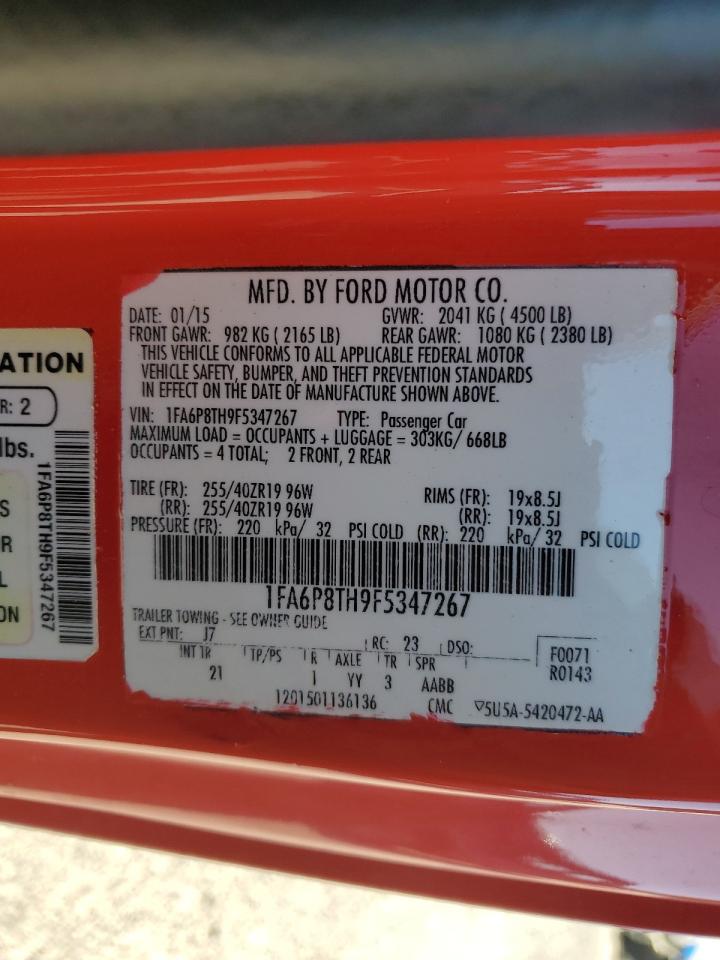 2015 Ford Mustang VIN: 1FA6P8TH9F5347267 Lot: 92585045