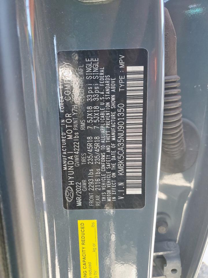 2022 Hyundai Kona Limited VIN: KM8K5CA35NU901350 Lot: 90822075