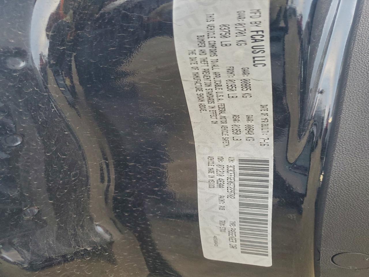 2016 Fiat 500 Electric VIN: 3C3CFFGE0GT229702 Lot: 94091805