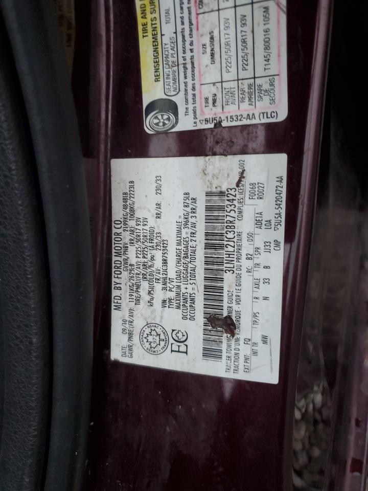 2011 Lincoln Mkz VIN: 3LNHL2JC3BR753423 Lot: 93670325