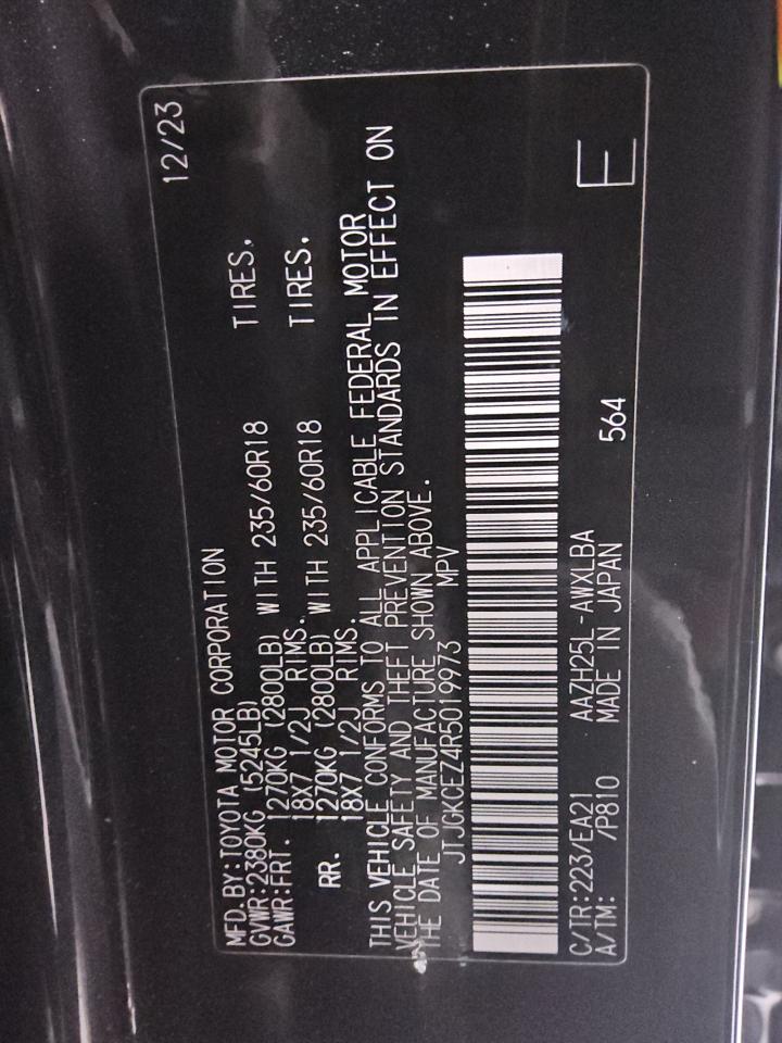 2024 Lexus Nx 350H Base VIN: JTJGKCEZ4R5019973 Lot: 89838325