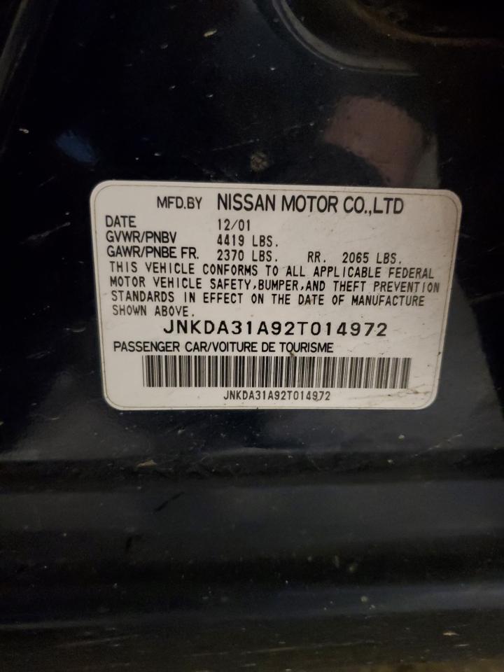 2002 Infiniti I35 VIN: JNKDA31A92T014972 Lot: 93297405