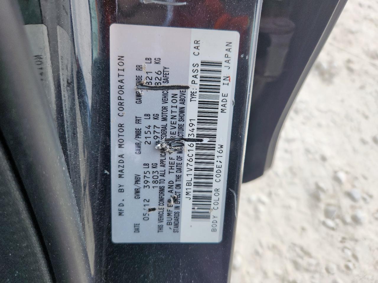 2012 Mazda 3 I VIN: JM1BL1V76C1653491 Lot: 92904465